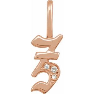 14K Rose .04 CTW Natural Diamond Gothic Initial Z Charm/Pendant Siddiqui Jewelers