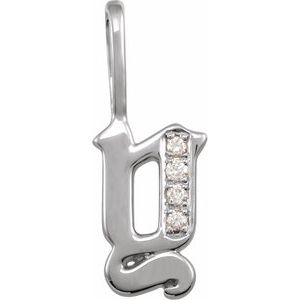 14K White .035 CTW Natural Diamond Gothic Initial Y Charm/Pendant Siddiqui Jewelers