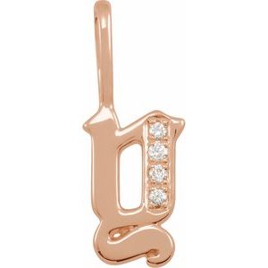 14K Rose .035 CTW Natural Diamond Gothic Initial Y Charm/Pendant Siddiqui Jewelers