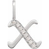 14K White .08 CTW Natural Diamond Gothic Initial X Charm/Pendant Siddiqui Jewelers