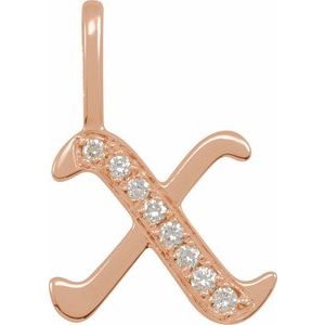 14K Rose .08 CTW Natural Diamond Gothic Initial X Charm/Pendant Siddiqui Jewelers