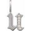 14K White .06 CTW Natural Diamond Gothic Initial U Charm/Pendant Siddiqui Jewelers