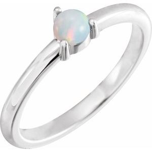 Sterling Silver Natural White Opal Cabochon Ring Siddiqui Jewelers
