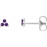 Sterling Silver Natural Amethyst Three Stone Earrings Siddiqui Jewelers