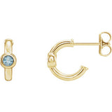 14K Yellow Aquamarine J-Hoop Earrings - Siddiqui Jewelers