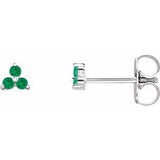 Sterling Silver Natural Emerald Three Stone Earrings Siddiqui Jewelers