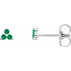 Sterling Silver Natural Emerald Three Stone Earrings Siddiqui Jewelers