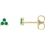 14K Yellow Natural Emerald Three Stone Earrings Siddiqui Jewelers