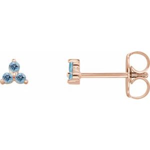 14K Rose Natural Aquamarine Three Stone Earrings Siddiqui Jewelers