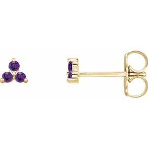 14K Yellow Natural Amethyst Three Stone Earrings Siddiqui Jewelers