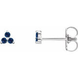 Platinum Natural Blue Sapphire Three Stone Earrings Siddiqui Jewelers