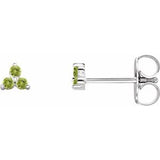 14K White Natural Peridot Three Stone Earrings Siddiqui Jewelers