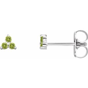 Platinum Natural Peridot Three Stone Earrings Siddiqui Jewelers