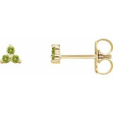 14K Yellow Natural Peridot Three Stone Earrings Siddiqui Jewelers