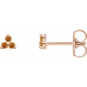 14K Rose Natural Citrine Three Stone Earrings Siddiqui Jewelers