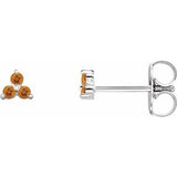 Platinum Natural Citrine Three Stone Earrings Siddiqui Jewelers