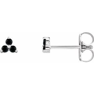 Platinum Natural Black Spinel Three Stone Earrings Siddiqui Jewelers