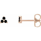 14K Rose Natural Black Spinel Three Stone Earrings Siddiqui Jewelers