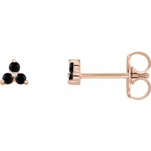 14K Rose Natural Black Spinel Three Stone Earrings Siddiqui Jewelers