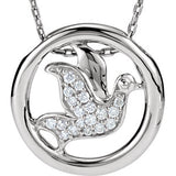 Sterling Silver 1/8 CTW Diamond Dove Circle 18" Necklace - Siddiqui Jewelers