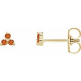 14K Yellow Natural Orange Garnet Three Stone Earrings Siddiqui Jewelers