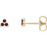 14K Yellow Natural Mozambique Garnet Three Stone Earrings Siddiqui Jewelers