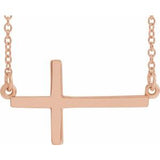 14K Rose 22x11.5 mm Sideways Cross 16-18" Necklace-Siddiqui Jewelers