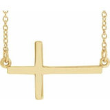 14K Yellow 22x11.5 mm Sideways Cross 16-18" Necklace-Siddiqui Jewelers