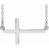 Sterling Silver 22x11.5 mm Sideways Cross 16-18" Necklace-Siddiqui Jewelers