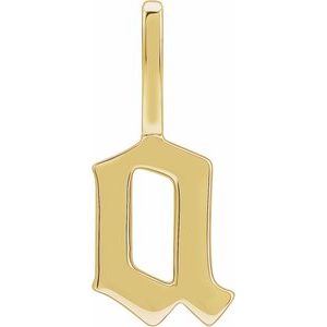 14K Yellow Gothic Initial A Charm/Pendant Siddiqui Jewelers