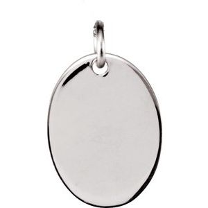 14K White 12.7x9.5 mm Oval Pendant - Siddiqui Jewelers