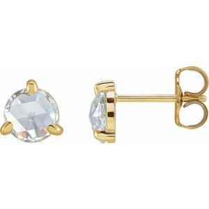 14K Yellow 1 CTW Rose-Cut Natural Diamond Stud Earrings Siddiqui Jewelers