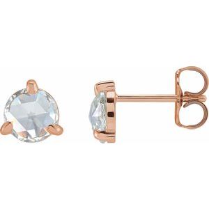 14K Rose 1 CTW Rose-Cut Natural Diamond Stud Earrings Siddiqui Jewelers