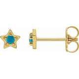 14K Yellow Natural Turquoise Petite Star Earrings Siddiqui Jewelers