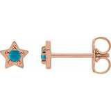 14K Rose Natural Turquoise Petite Star Earrings Siddiqui Jewelers