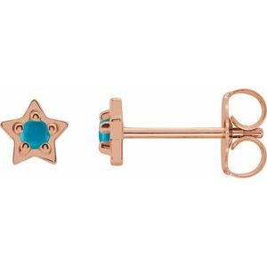 14K Rose Natural Turquoise Petite Star Earrings Siddiqui Jewelers