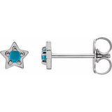 Platinum Natural Turquoise Petite Star Earrings Siddiqui Jewelers