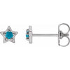 14K White Natural Turquoise Petite Star Earrings Siddiqui Jewelers