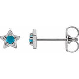 14K White Natural Turquoise Petite Star Earrings Siddiqui Jewelers