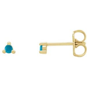 14K Yellow 2 mm Round Natural Turquoise Earrings Siddiqui Jewelers