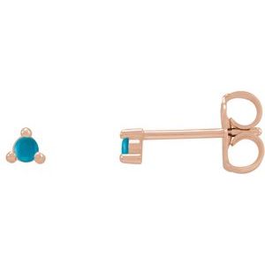 14K Rose 2 mm Round Natural Turquoise Earrings Siddiqui Jewelers