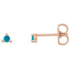 14K Rose 4 mm Round Natural Turquoise Earrings Siddiqui Jewelers