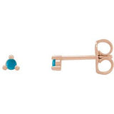 14K Rose 4 mm Round Natural Turquoise Earrings Siddiqui Jewelers