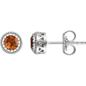 14K White Citrine "November" Birthstone Earrings - Siddiqui Jewelers