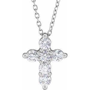 14K White 1/2 CTW Lab-Grown Diamond Cross 18" Necklace Siddiqui Jewelers