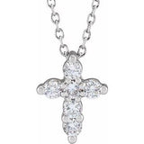 14K White 1/4 CTW Lab-Grown Diamond Cross 18" Necklace Siddiqui Jewelers