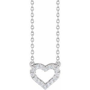 14K White 1/5 CTW Lab-Grown Diamond Heart 16-18" Necklace Siddiqui Jewelers