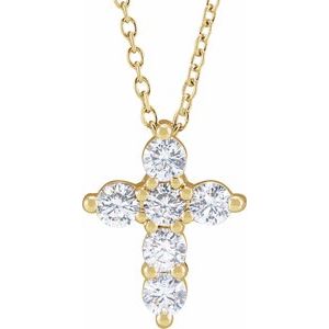 14K Yellow 1/2 CTW Lab-Grown Diamond Cross 18" Necklace Siddiqui Jewelers