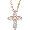 14K Rose 1/4 CTW Lab-Grown Diamond Cross 18" Necklace Siddiqui Jewelers