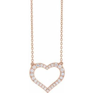14K Rose 3/8 CTW Lab-Grown Diamond Heart 16-18" Necklace Siddiqui Jewelers
